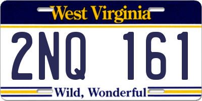 WV license plate 2NQ161