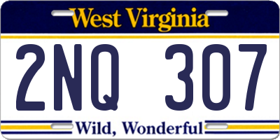WV license plate 2NQ307