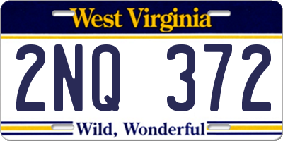 WV license plate 2NQ372