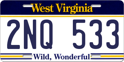 WV license plate 2NQ533