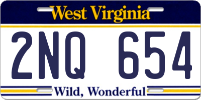 WV license plate 2NQ654