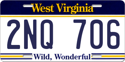 WV license plate 2NQ706