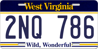 WV license plate 2NQ786
