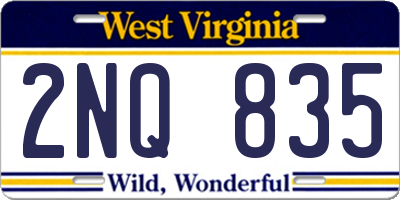 WV license plate 2NQ835