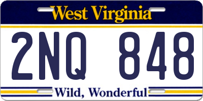 WV license plate 2NQ848
