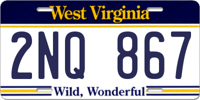 WV license plate 2NQ867
