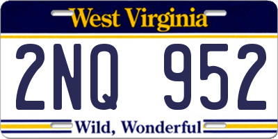 WV license plate 2NQ952