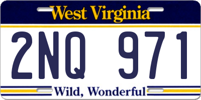 WV license plate 2NQ971