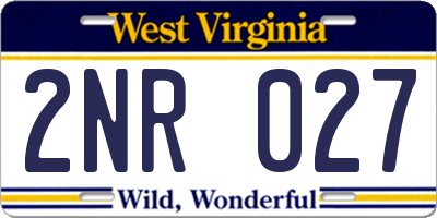 WV license plate 2NR027