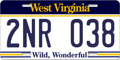 WV license plate 2NR038