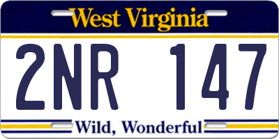 WV license plate 2NR147