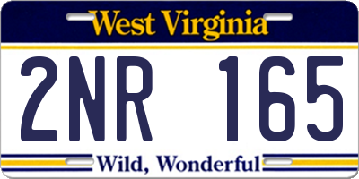WV license plate 2NR165