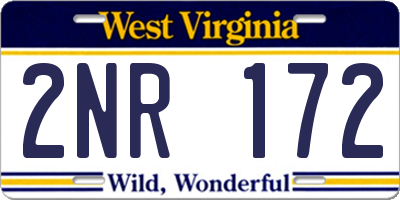 WV license plate 2NR172