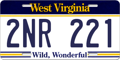 WV license plate 2NR221