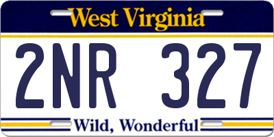 WV license plate 2NR327