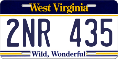 WV license plate 2NR435