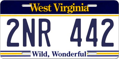 WV license plate 2NR442