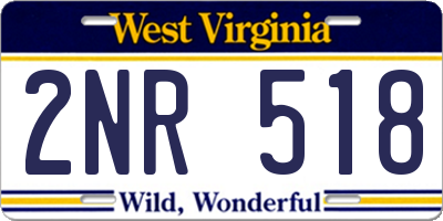 WV license plate 2NR518