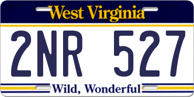 WV license plate 2NR527