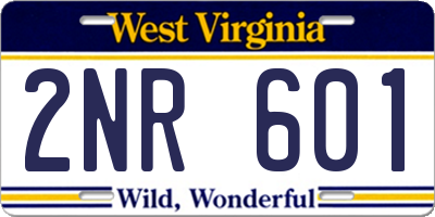 WV license plate 2NR601