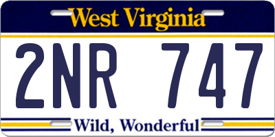 WV license plate 2NR747
