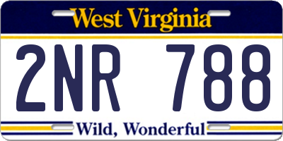 WV license plate 2NR788