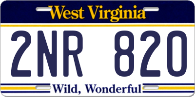 WV license plate 2NR820