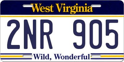 WV license plate 2NR905