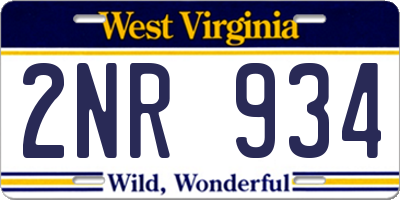 WV license plate 2NR934