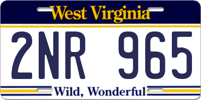 WV license plate 2NR965