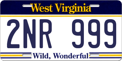 WV license plate 2NR999
