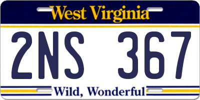 WV license plate 2NS367