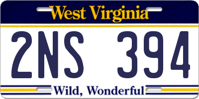 WV license plate 2NS394