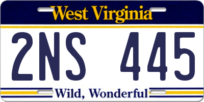 WV license plate 2NS445