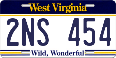 WV license plate 2NS454