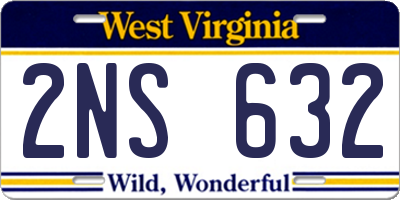 WV license plate 2NS632