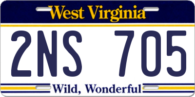 WV license plate 2NS705