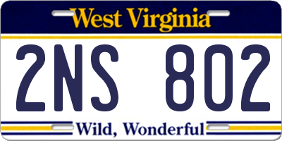 WV license plate 2NS802