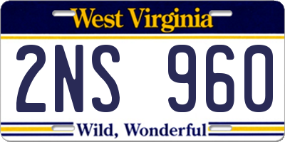 WV license plate 2NS960