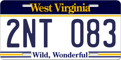 WV license plate 2NT083