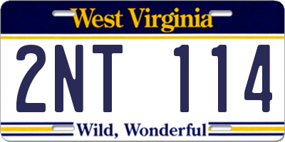 WV license plate 2NT114