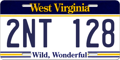 WV license plate 2NT128