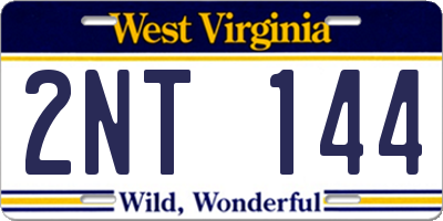 WV license plate 2NT144