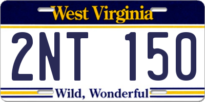 WV license plate 2NT150