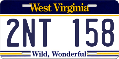 WV license plate 2NT158