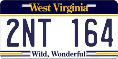 WV license plate 2NT164