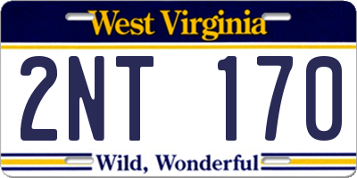 WV license plate 2NT170