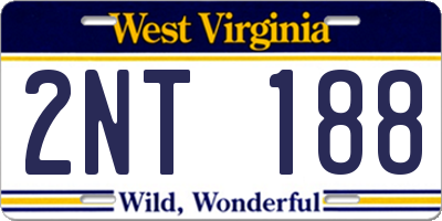 WV license plate 2NT188