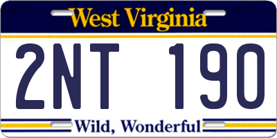 WV license plate 2NT190