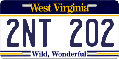 WV license plate 2NT202